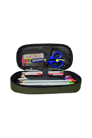 Jacbag Oval Medium Haki Yeşil Erkek Çocuk Kalem Çantası Çok Renkli