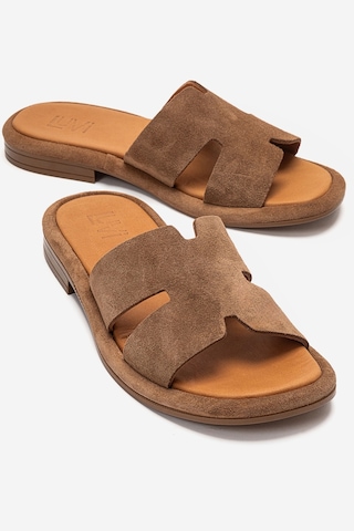 Luvishoes Brıo Taba Süet Hakiki Deri Kadın Terlik