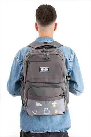 Ventis Qualty Okul Çantası Su Geçirmez Klinkır Kumaş Unisex Sırt Çantası Model 7d 12 Gri