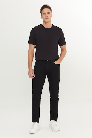 Erkek Sıyah Pamuklu Slim Fit Dar Kesim 5 Cep Esnek Jean Denim Kot Pantolon Siyah