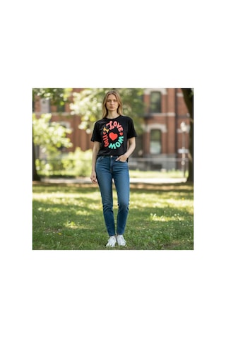 Urbantrendstore Unisex Anneler Günü Hediyesi Oversize Fit Rahat Geniş Salaş T-shirt Günlük Tişört Siyah