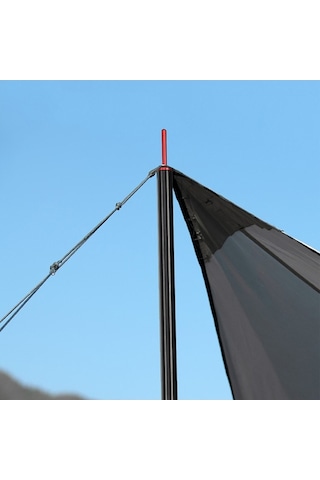 Novahub Kırmızı/siyah 6061 Alüminyum Çadır Direği, 16/19mm Çap, 207/47cm, Siyah Kapaklı Siyah