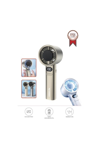 Torima F-21 Altın Dijital Ekranlı 120 Hız Ayarlı Taşınabilir Mini Fan