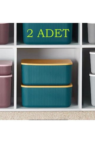 Bayev 2 Adet Storage 13 Lt Yeşil Çok Amaçlı Dolap Içi Düzenleyici Kapaklı Kutu Yeşil