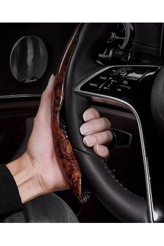 River World 2'li Araba Direksiyon Simidi İçin Koruma Kılıfı Ahşap Tasarımlı Kahverengi