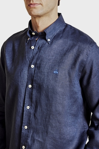 Brooks Brothers % 100 Keten Düğmeli Yaka Regular Fit Uzun Kollu Gömlek Erkek Gömlek Bbss26msh022137 Lacivert