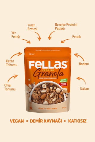 Fellas Protein Granola - Karışık Kuruyemiş & Kakao 270 G - 3'lü Paket