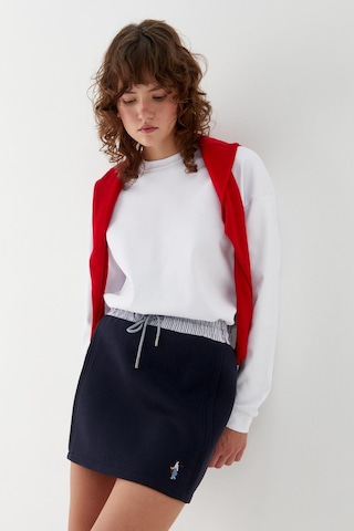 Çizgili Bel Bağcıklı Mini Etek Lacivert Lacivert