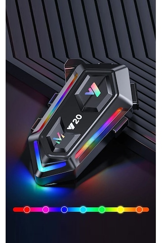 Rgb Işıklı Bluetooth Motosiklet İntercom Kask Kulaklık Bt5.3 Stereo Su Geçirmez Kulaklık