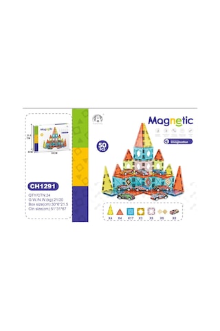 Magnetic Dıy 50 Parça Manyetik Bloklar Ve Arabalı Eğitici Yapım Seti
