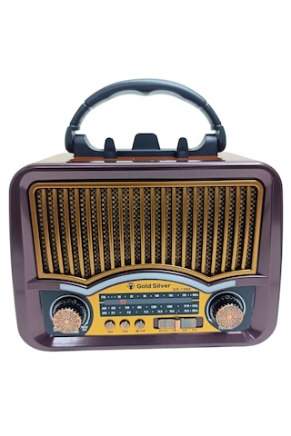 Gold Silver Gs-1360 Güneş Enerjili Ahşap Nostaljik Kamp Radyo Şarjlı Bluetooth Hoparlör Usb Tf Solar Panel