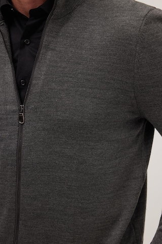 Tudors Erkek Slim Fit Dar Kesim Gri Dik Yaka Fermuarlı Düz Hırka-34916