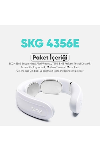 Skg 4356E Özel Isı Terapisi-Termoterapi Tens Ems Frekans Destekli Boyun Masaj Aleti, Taşınabilir Beyaz