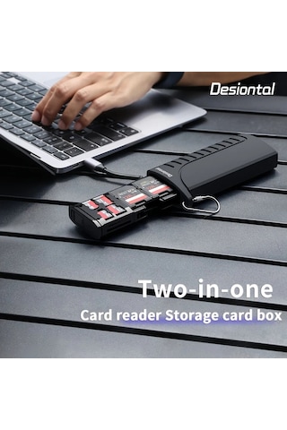 Honeybeeshop Dk10 Taşınabilir Toz Su Geçirmez Darbeye Dayanıklı 2si 1 Arada Kart Okuyucu Kılıf Çoklu Kart Okuma Büyük Kapasite