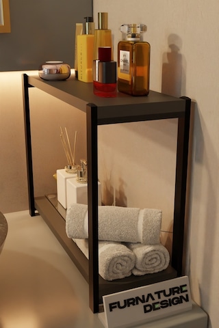 Banyo Düzenleyici 2 Raflı Metal Masa Üstü Organizer - Antrasit