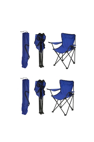 Exent 2'li Rejisör Kamp Sandalyesi Katlanır Çantalı Piknik, Plaj, Balıkçı Sandalyesi-lacivert Lacivert