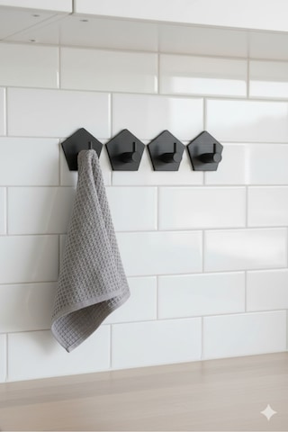 4 Lü Askılık Havlu Askısı, Bornoz Askısı, Kapı Arkası, Duvara Monte, Dayanıklı Malzeme, Beyaz 76 Beyaz