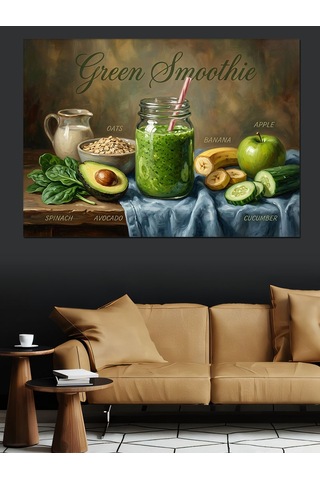Green Smoothie Ve Sağlıklı Yaşam Dekoratif Kanvas - Mdf Ahşap Tablo