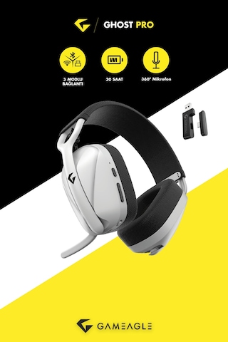 Ghost Pro "triple Mode Bluetooth/2.4g/kablolu Profesyonel Mikrofonlu Oyuncu Kulaklığı Beyazz