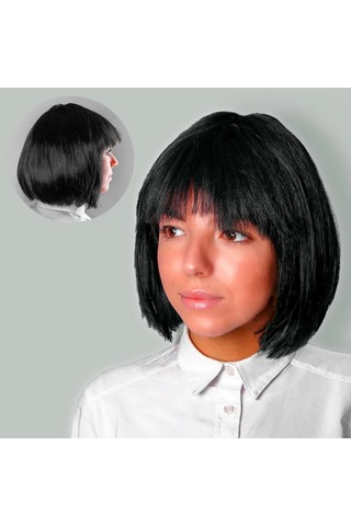 Strana Karnavalia Kare Peruk Karnaval Peruk Kafa Çevresi 56-58 Cm 168271204 Siyah