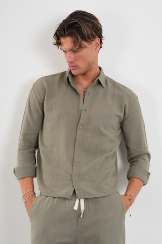 Flare Kışlık Baggy Pantolon Oversize Gömlek Alt Üst Takım %100 Pamuk Haki