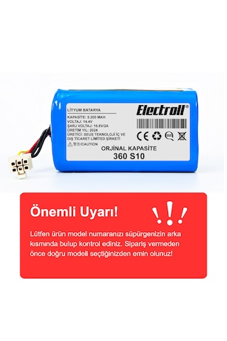 360 S10 Vacuum Mop Cleaner Uyumlu Batarya 5200mah