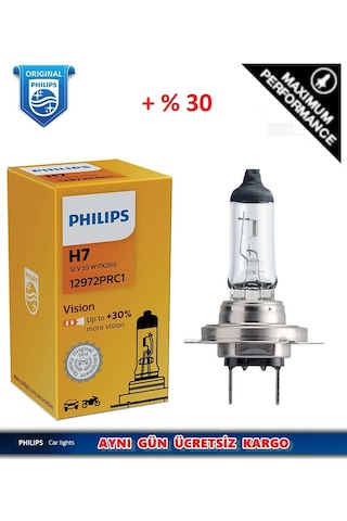 Philips H7 55Watt +30 Fazla Işık Standart Ampul 12972 Prc1 Tek
