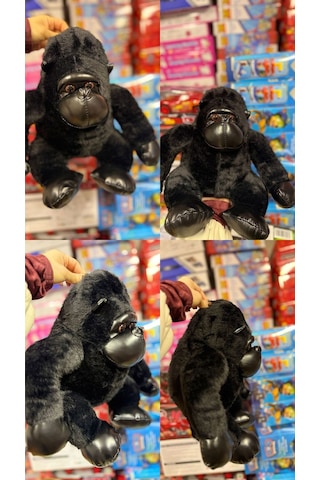 Siyah Peluş Goril Oyuncak Deri Detaylı Peluş Siyah