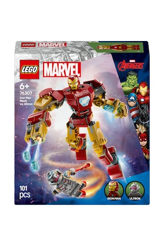 LEGO® Marvel Iron Man Robotu, Ultron’a Karşı 76307 - 6 Yaş ve Üzeri Süper Kahraman Sevenler için Yaratıcı Oyuncak Yapım Seti (101 Parça)