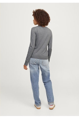 Jack & Jones Kadin Bisiklet Yaka Uzun Kollu Kazak - Cara 12255368 Medium Grey Melange Kırmızı