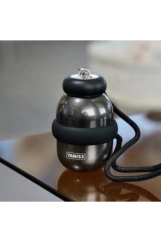 Brightnova Yanis 3 Titanyum Seyahat Kupası 270ml Çapraz Askı Termos Matara Pastel Mor Siyah Bej 07 Beyaz