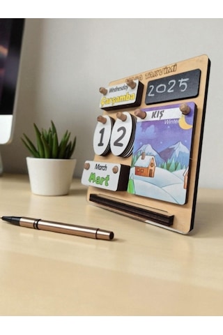 Çocuklar İçin Masa Takvimi - Kare Masa Takvimi Türkçe-ingilizce