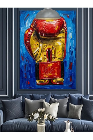 Kırmızı Tek Büyük Boks Eldiveni Dekoratif Kanvas - Mdf Ahşap Tablo