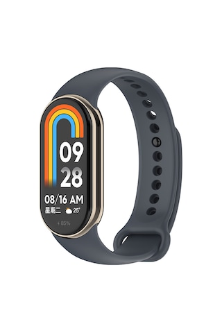 Ekılıf - Xiaomi Mi Band 8 Uyumlu - Kordon Klasik Kordon Silikon Strap Kayış - Gri