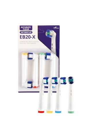 Accurate Clean Eb20-x Şarjlı Diş Fırçası Oral-b Diş Fırçalarına Uyumlu 4 Adet Yedek Başlık Tek Ebat