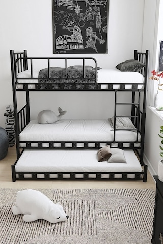 Argimo Zambak Yavrulu Metal Siyah Ranza Ve Karyola 90x190