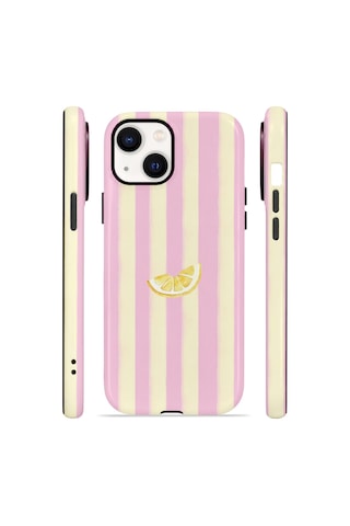 Apple iPhone Uyumlu 13 Vorian Çift Katmanlı Magsafe Kılıf Lemon Charm Pink