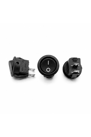 Yuvarlak Mini Anahtar 50 Adet 2 Pin 15 Mm Aç Kapa On-off Işıksız Switch Mini Buton Kcd11 Siyah 3a/250v/ac
