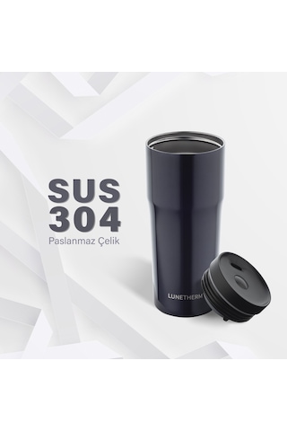 Lunetherm Sızdırmaz Vakumlu Çıft Katmanlı Bardak Termos -Lacivert