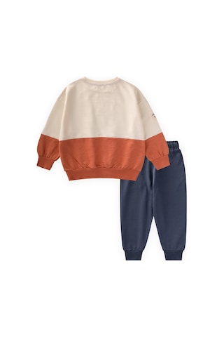 Cigit Garnili Sweatshirt İnce Mevsimlik Takım 8-12 Yaş Ekru Lacivert