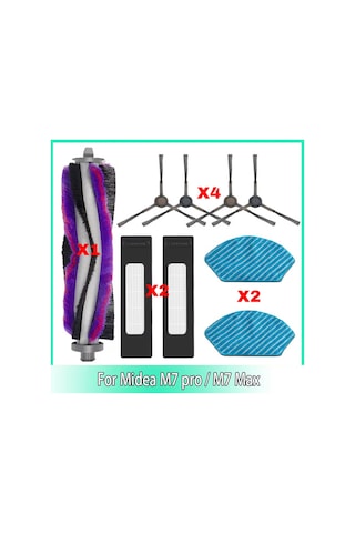 Midea M7 Pro/m7 Max İçin Fakir Rs 770 Robot Süpürge Aksesuarları Yedek Parçası İçin Ana Yan Fırça Filtresi Paspas Bezi