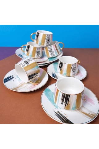 Goya Türk Kahvesi Fincan Takımı Çok Renkli