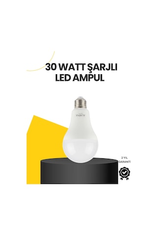 Yüksek - 361 - Işık Güçlü Şarjlı Led Ampul E27 30w - Csmo-tex - Enerji Tasarruflu