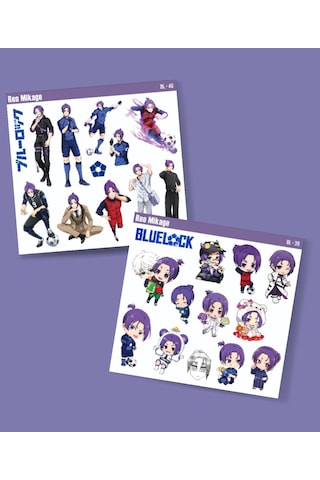 Reo Mikage-bluelock-parlak Kağıt -2li Sticker Set-futbol Telefon Süsleme Anime Blue Lock Lila