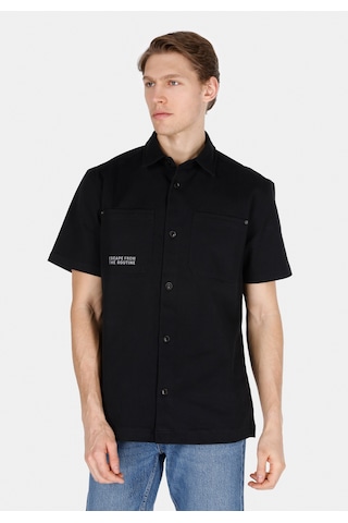 Colin's Colins Comfort Fit Shirt Neck Düz Erkek Siyah Kısa Kol Gömlek Cl1073361 Q1.v2 Blk Siyah