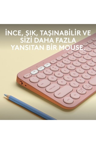 Logitech K380s Pebble Keys 2 Çoklu Cihaz Özellikli Bluetooth Türkçe Q Klavye - Pembe