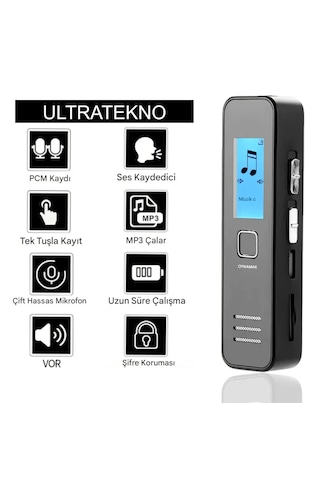 Ultratekno Kb60 64 Gb Dijital Ekranlı Kulaklık li Profesyonel Ses Kayıt Cihazı