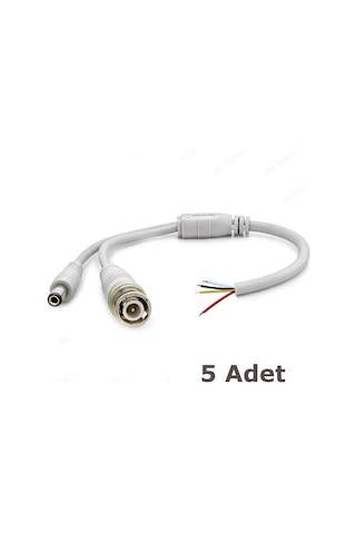Hazır Kablolu Bnc Konnektör Dc Power Jack Cctv Y Kablo - 5 Adet
