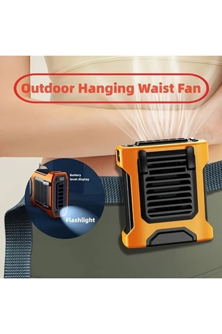 Xuweiwei Taşınabilir Bel Fanı 8000 Mah Büyük Kapasite Yeşil 4 Hız Seçeneği Boyun Ve Bel Kayışlı Şarjlı Masa Fanı Ev Ofis İçin