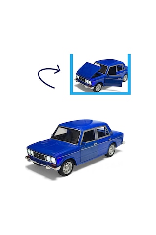 Lada Vaz 2107 Metal Diecast Model Araba 1:24 Ölçek 18cm Sesli Işıklı Çek Bırak Lacivert Çok Renkli